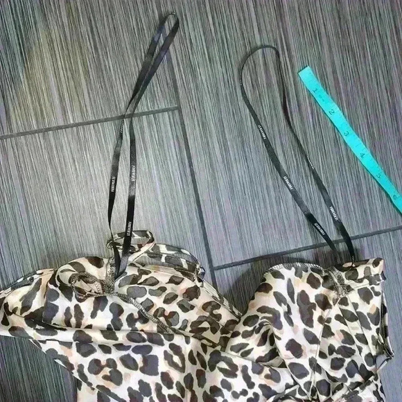 Forever 21 Tan Brown Leopard Print Woven Side Slit Asymmetrical Midi Dress Sz S - Picture 5 of 9